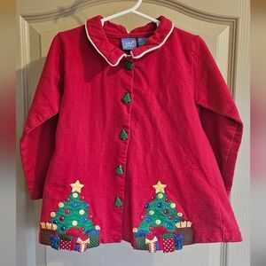 Baby Crew 4T Adorable Christmas Dress With Christmas Tree Buttons Red And Green